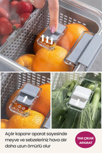 2,5 Litre Süzgeçli Bölmeli Organizer Buzdolabı Hava Geçirmez Saklama Kabı