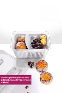 2,5 Litre Süzgeçli Bölmeli Organizer Buzdolabı Hava Geçirmez Saklama Kabı