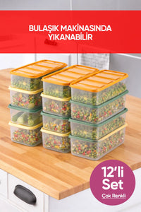 12'li 12X(1,65 Litre) Gıda Temasına Uygun Mikrodalga ve Difrize Uygun Saklama Kabı Seti