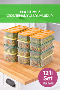 12'li 12X(1,65 Litre) Gıda Temasına Uygun Mikrodalga ve Difrize Uygun Saklama Kabı Seti