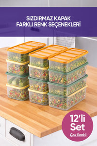 12'li 12X(1,65 Litre) Gıda Temasına Uygun Mikrodalga ve Difrize Uygun Saklama Kabı Seti