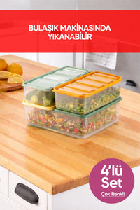 4'lü 4X(1,65 Litre) Gıda Temasına Uygun Mikrodalga ve Difrize Uygun Saklama Kabı Seti